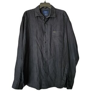 Façonnable CLASSIQUE Linen Men's XL Black Long Sleeve Button Shirt Beach Casual